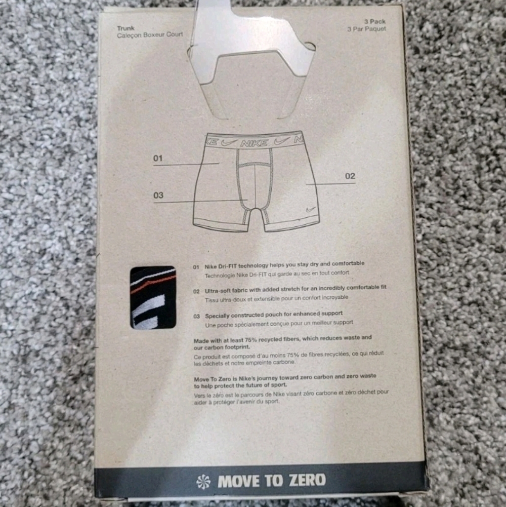 Nike Dri-FIT 3 Pk Mens Size 2XL Ultra Comfort Boxer Briefs Underwear KE1256-001 - Picture 6 of 10